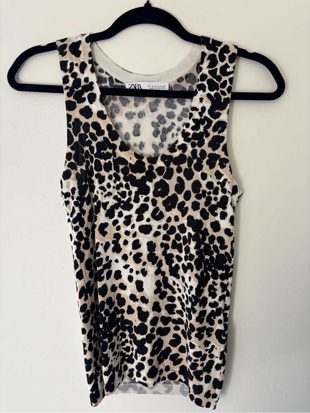 Zara Leopard Print Tank Top in Beige and Black
